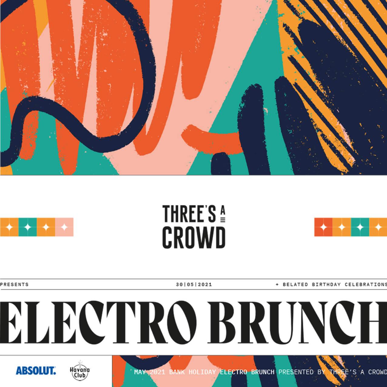 Three's A Crowd Electro Brunch social media asset design